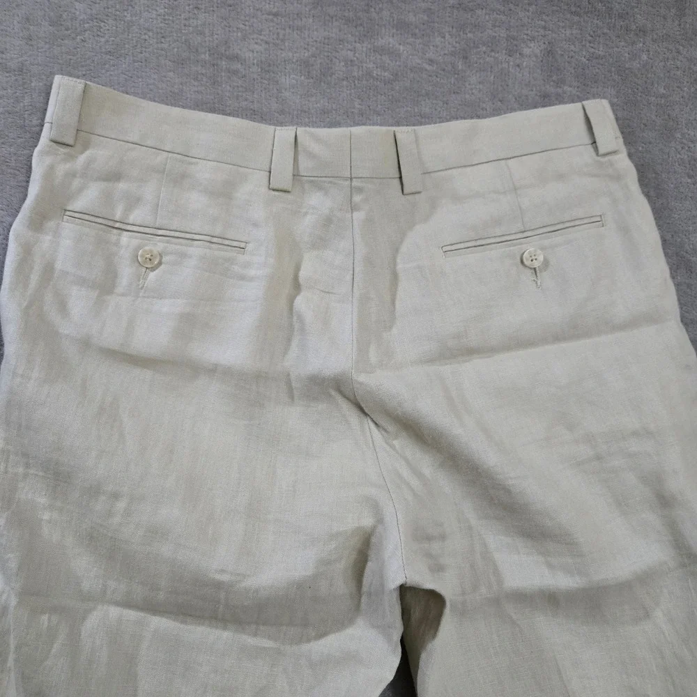 Calvin Klein Linen Trousers Men 34R‎ Casual Beach Wedding Coastal Neutral Preppy